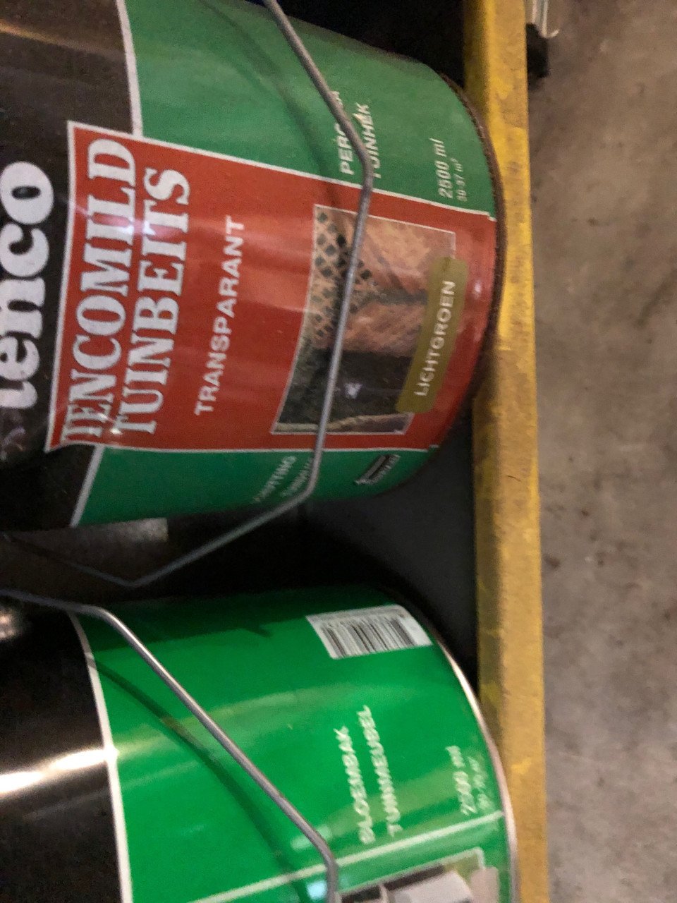 Tenco 2,5 liter beits 10 euro p.s. koffie gratis