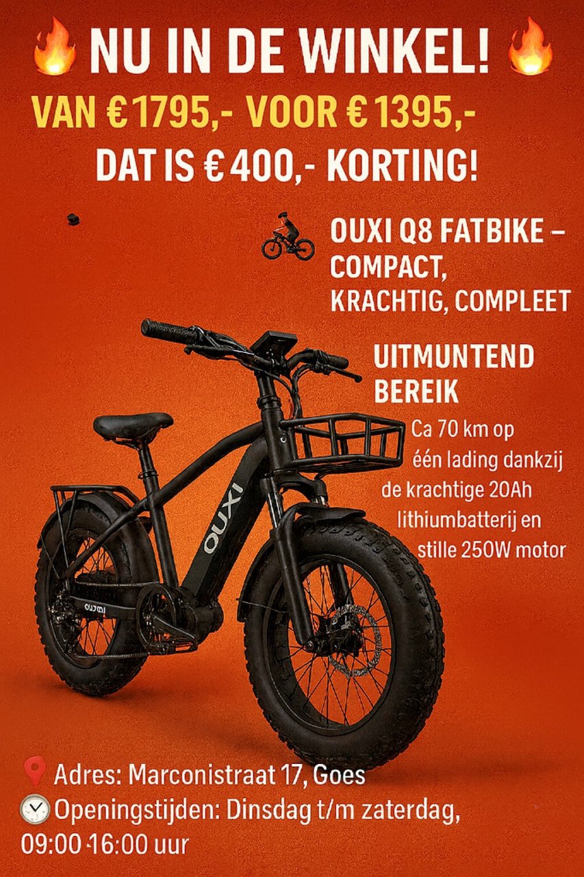 Nu in de winkel de 🚴‍♂️ Ouxi Q8 Fatbike