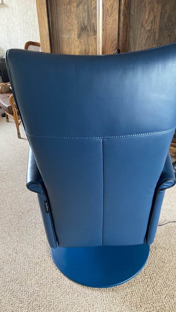 Relaxstoel, modern blauw leer
