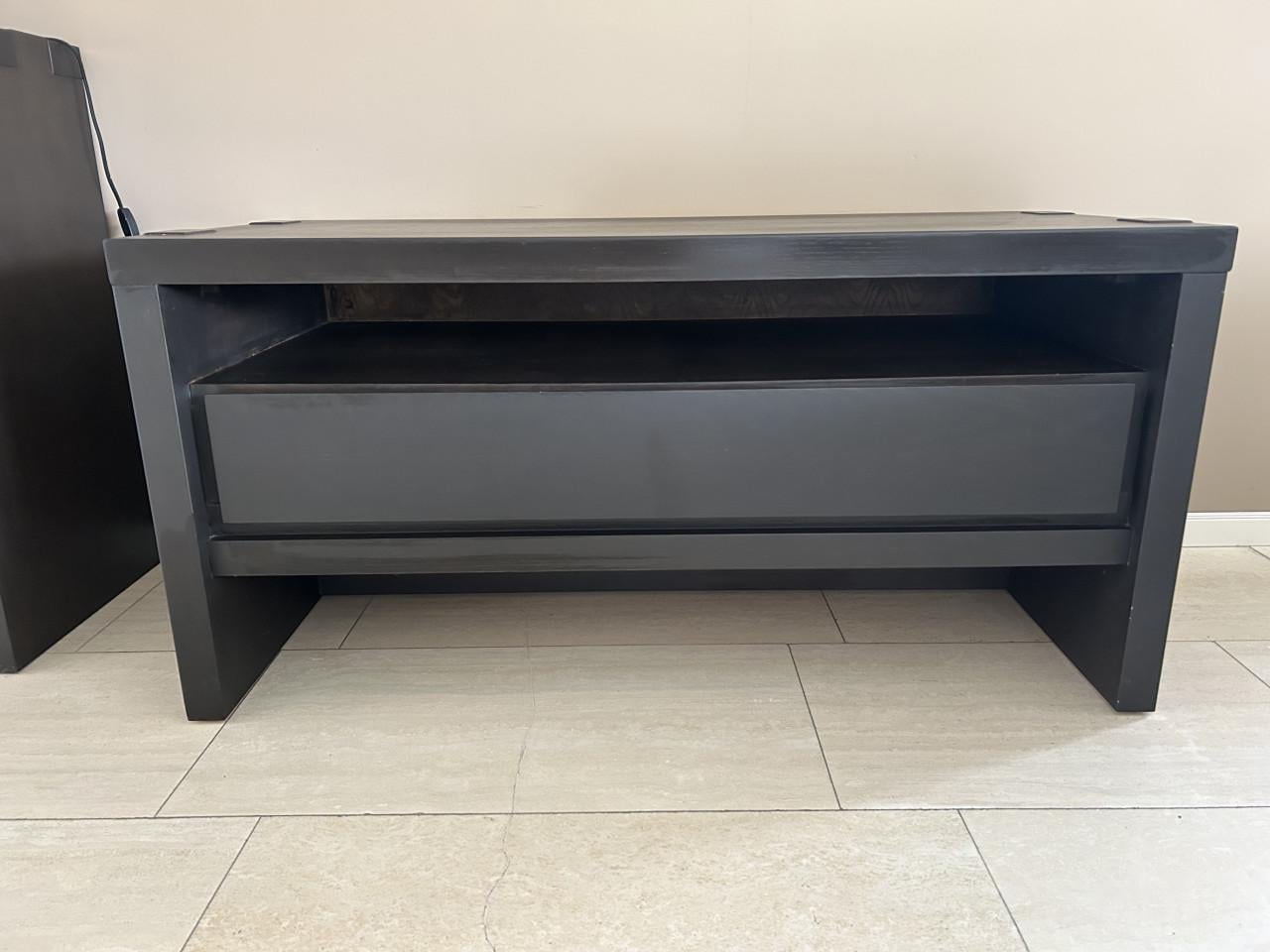Zwart eiken TV/Audio meubel met lade