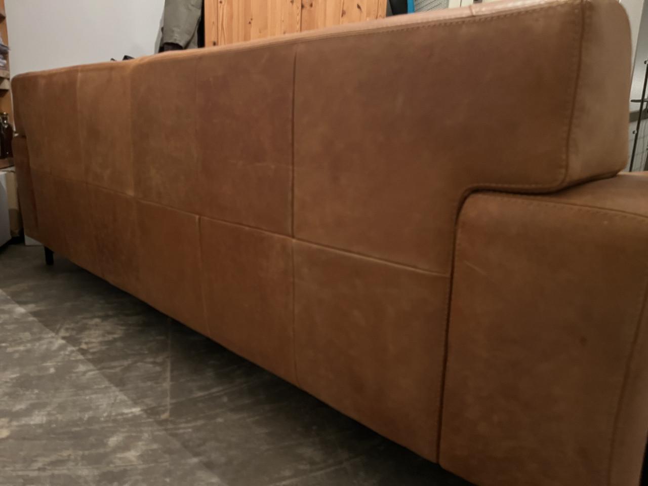 Cognac kleur lederen bank