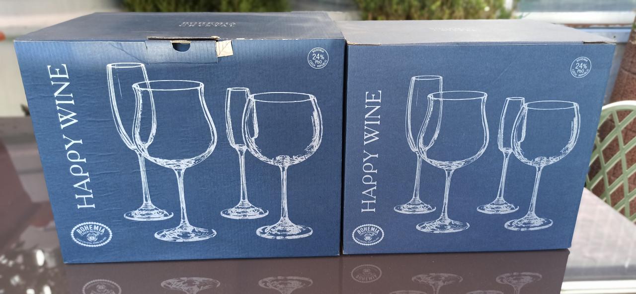 Happy Wine 2 * 6 glazen Bohemia Kristal (6 x rood + 6 x Bourgogne) - Nieuw