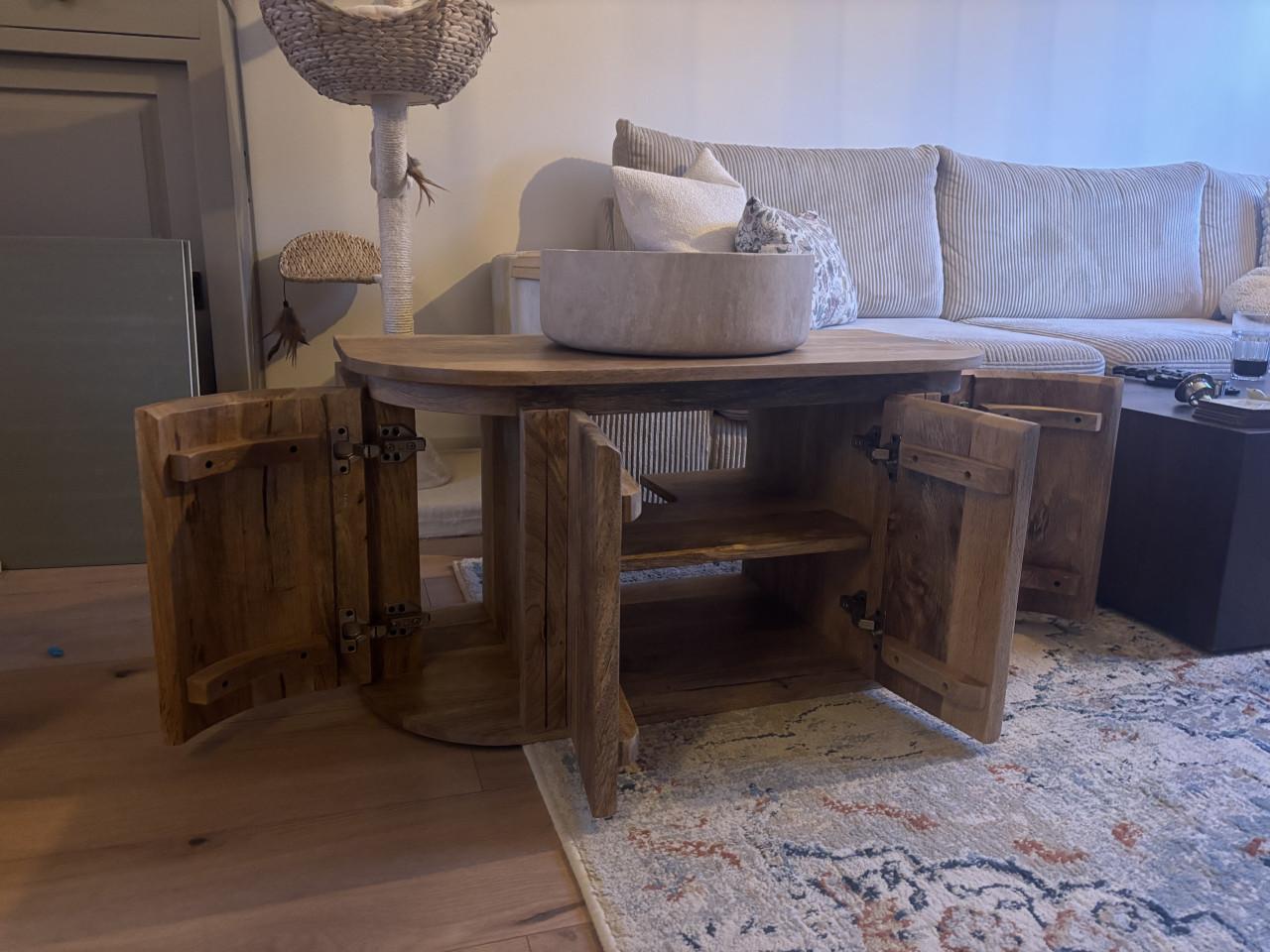 Nieuw badkamermeubel massief mangohout met waskom