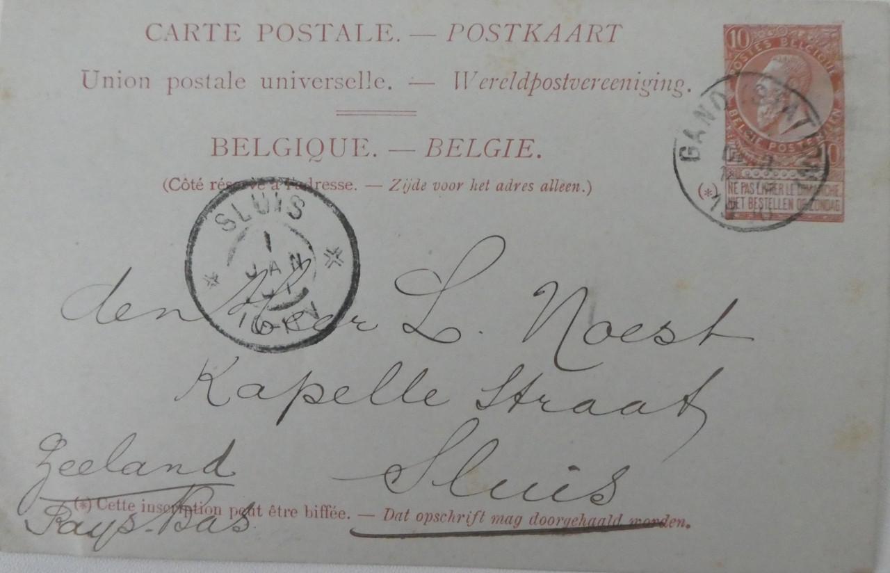 Briefkaart, 1900, Gent – Sluis, Postkaart