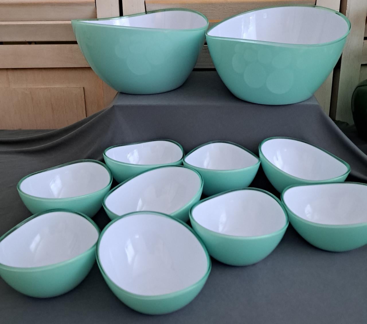 2 mooie saladeschalen en 9 dessertschalen