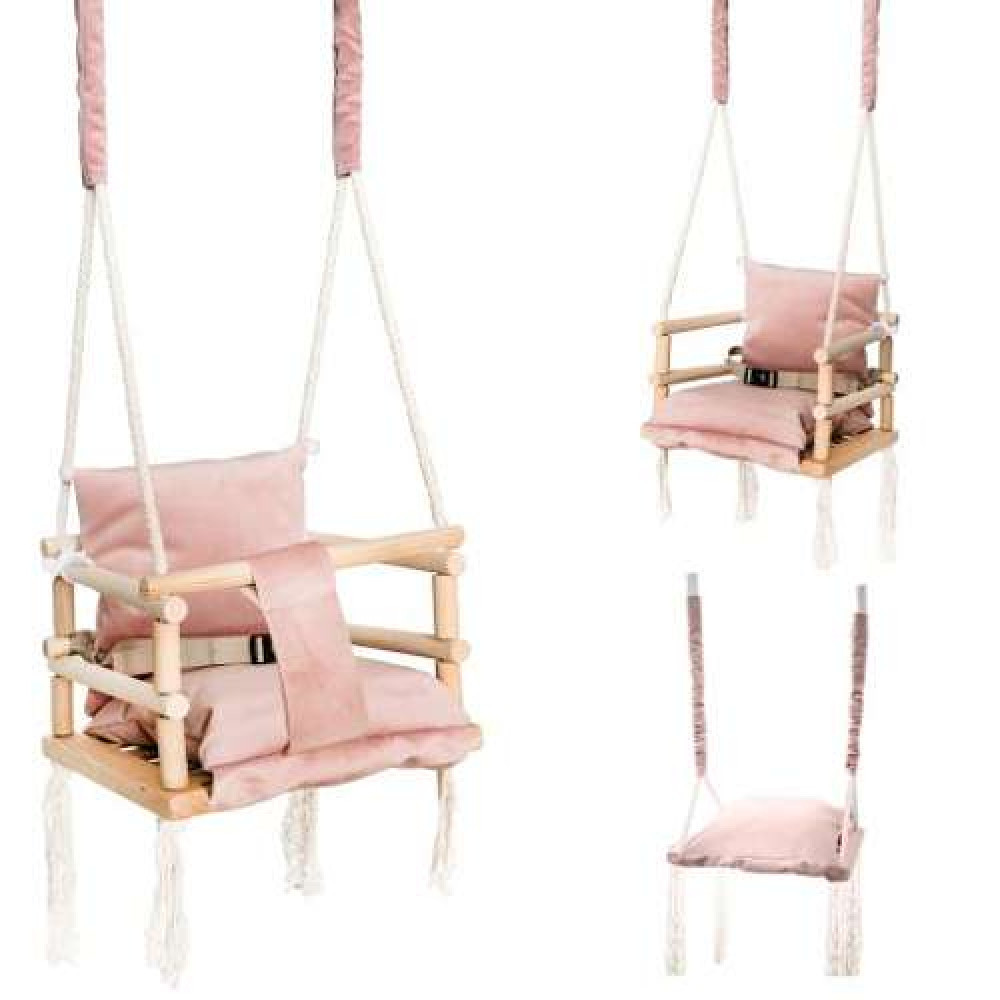 Houten 3 in 1 schommel roze