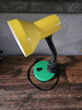 Vintage Bureaulamp Geel/Groen - Flexibele Zwanenhals
