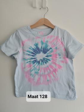 Lichtblauw met roze shirt van Primark Maat 128