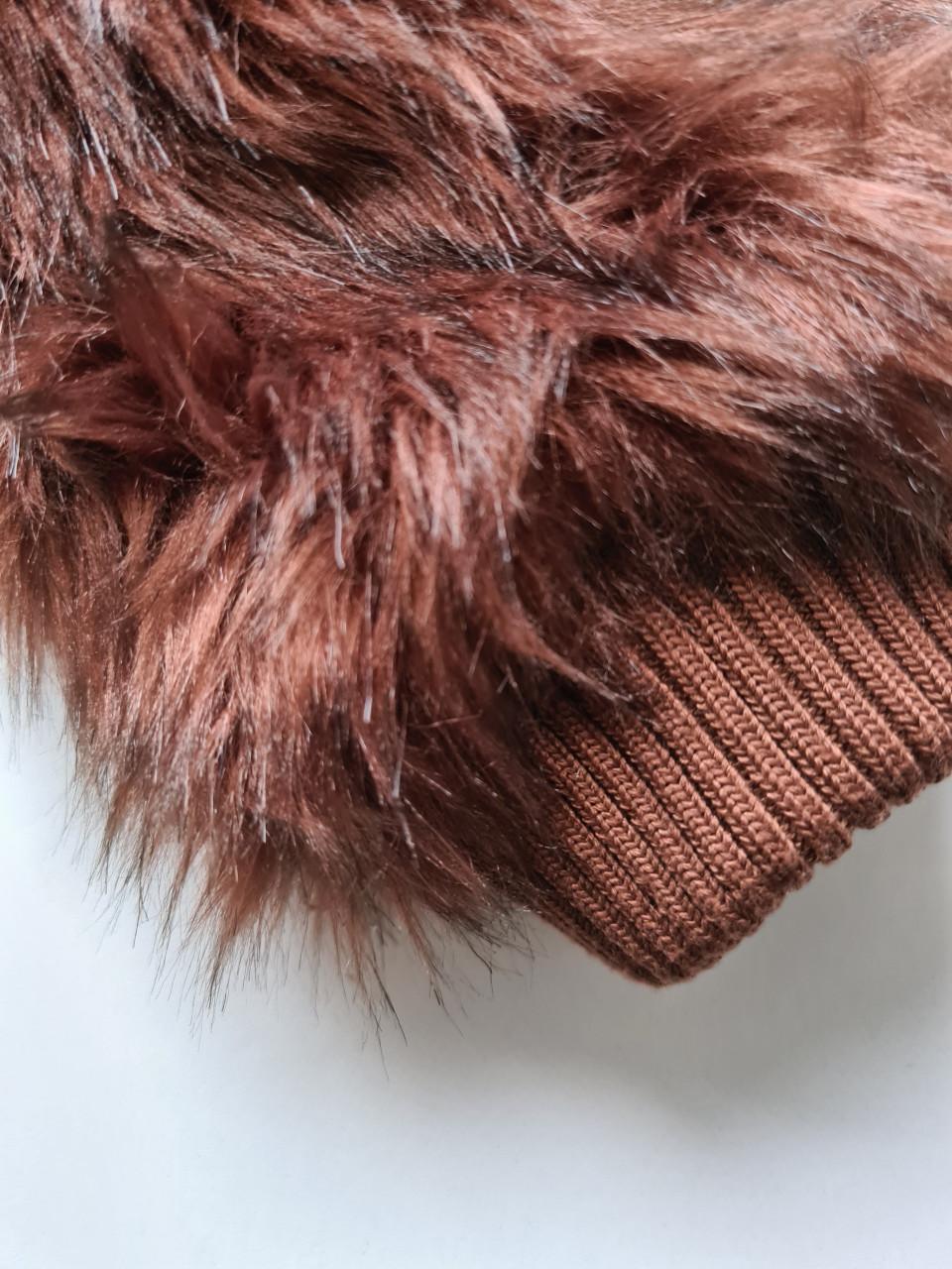 Seven Sisters/ The Sting bordeaux/ roest bruine fake fur bontjas Maat M