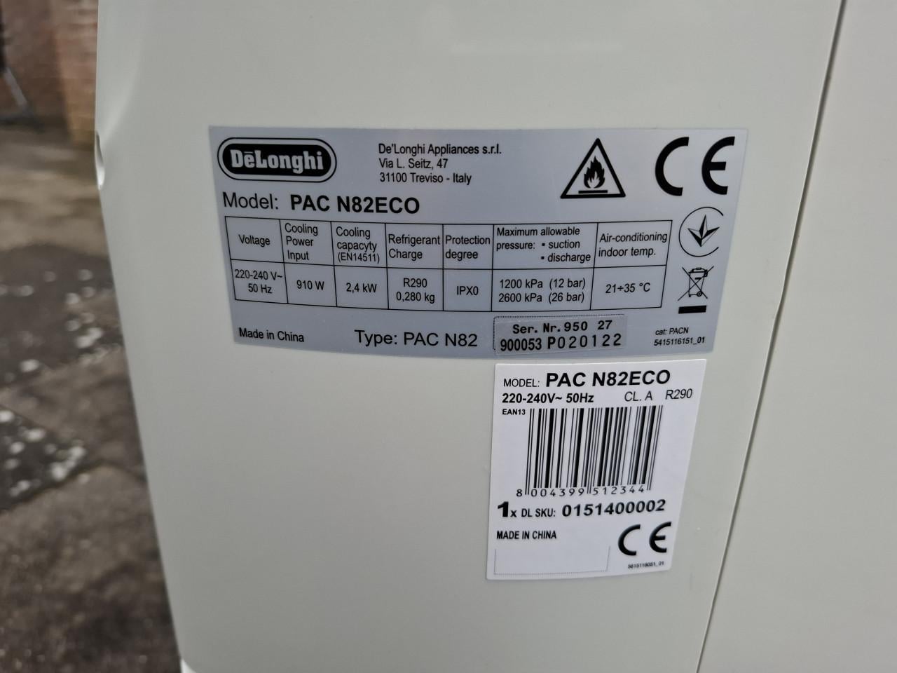 TE KOOP DeLonghi mobiele airco PAC N82
