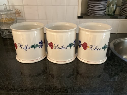 3 Boerenbont voorraadpotten zonder deksel