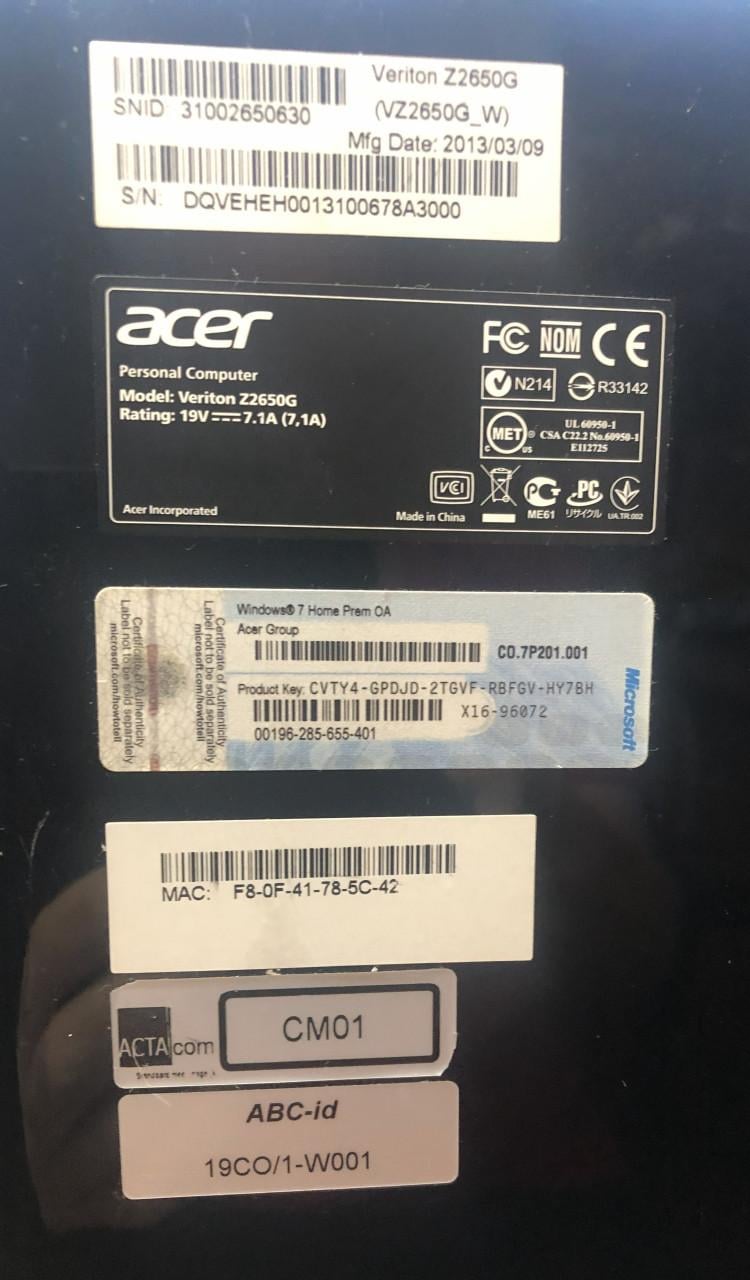 Acer ‎Veriton Z2650G AIO (alles in één)