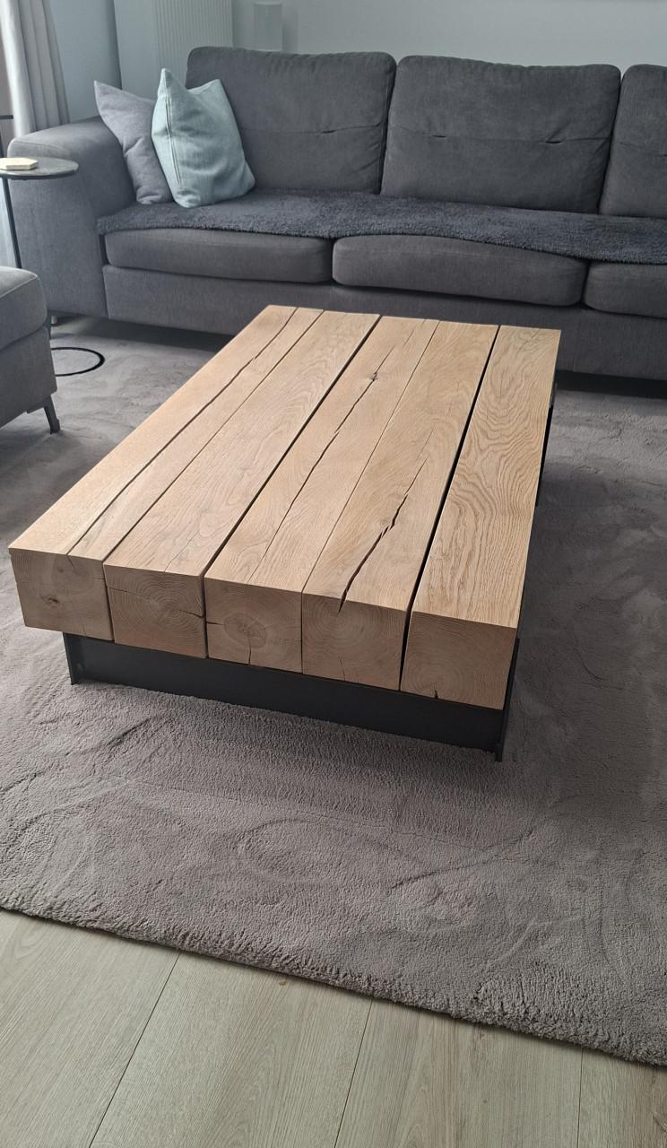 Massief eikenhouten salontafel van Table du sud