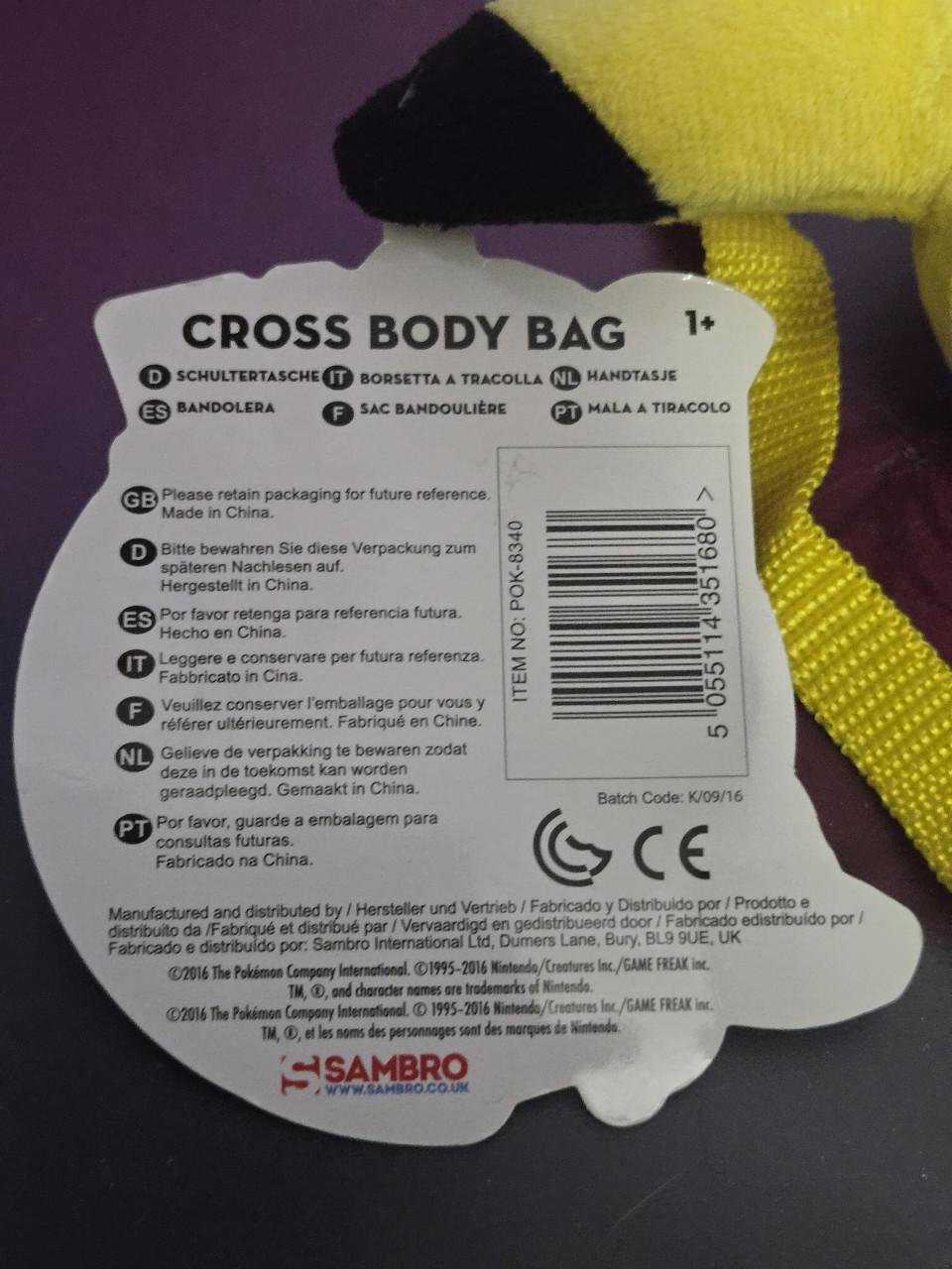 Pikachu pluche cross-body tas ,20 x11 cm