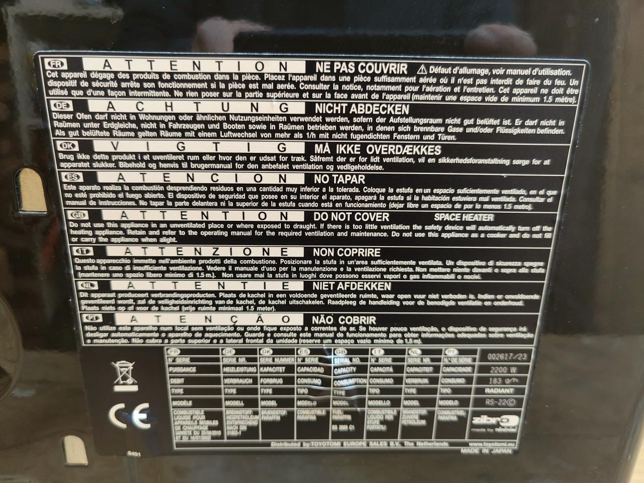 Zibro kachel RS-22C voor nood verwarming of in de schuur