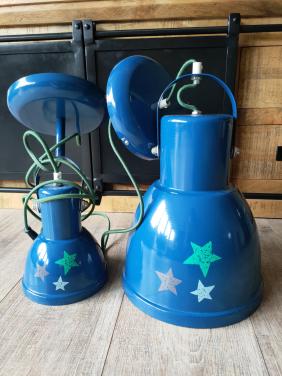 2 mooie blauwe 'lief' lampen