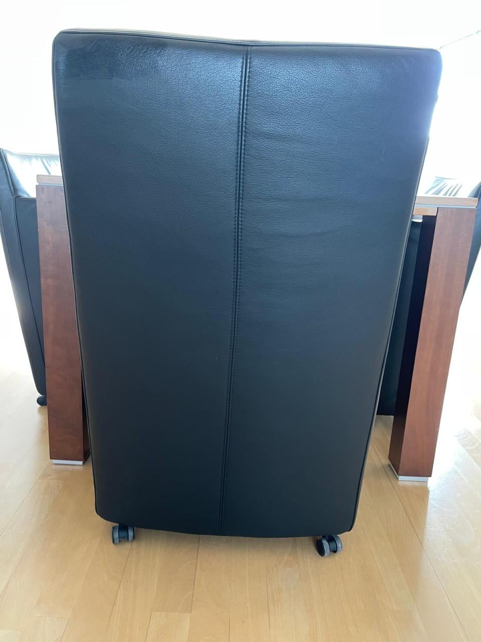 6 lederen eetkamerstoelen