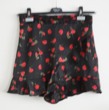 Zwarte rok met roze print maat m