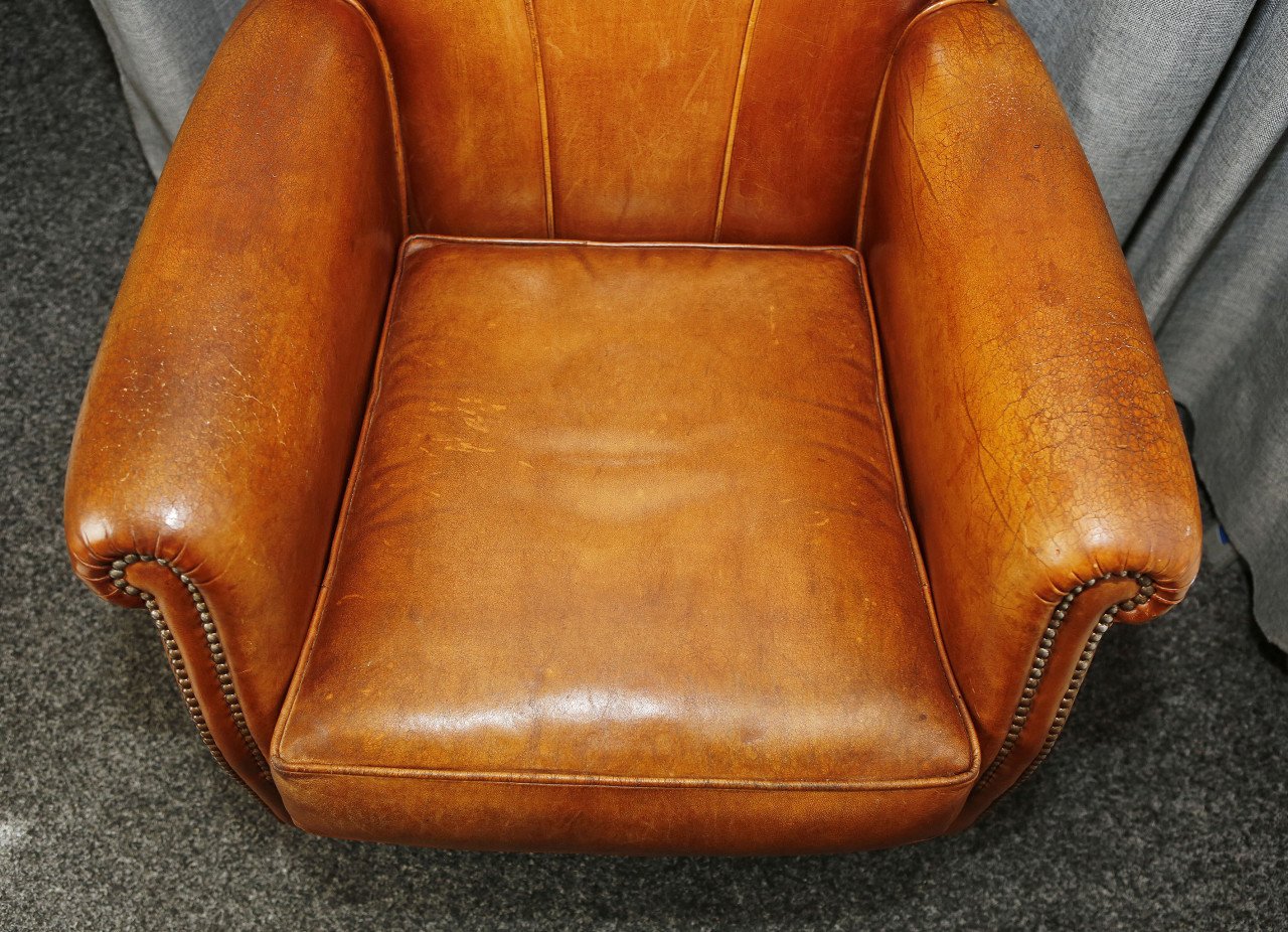 Meubels - 2 schapenleder bijzet fauteuils - bruin