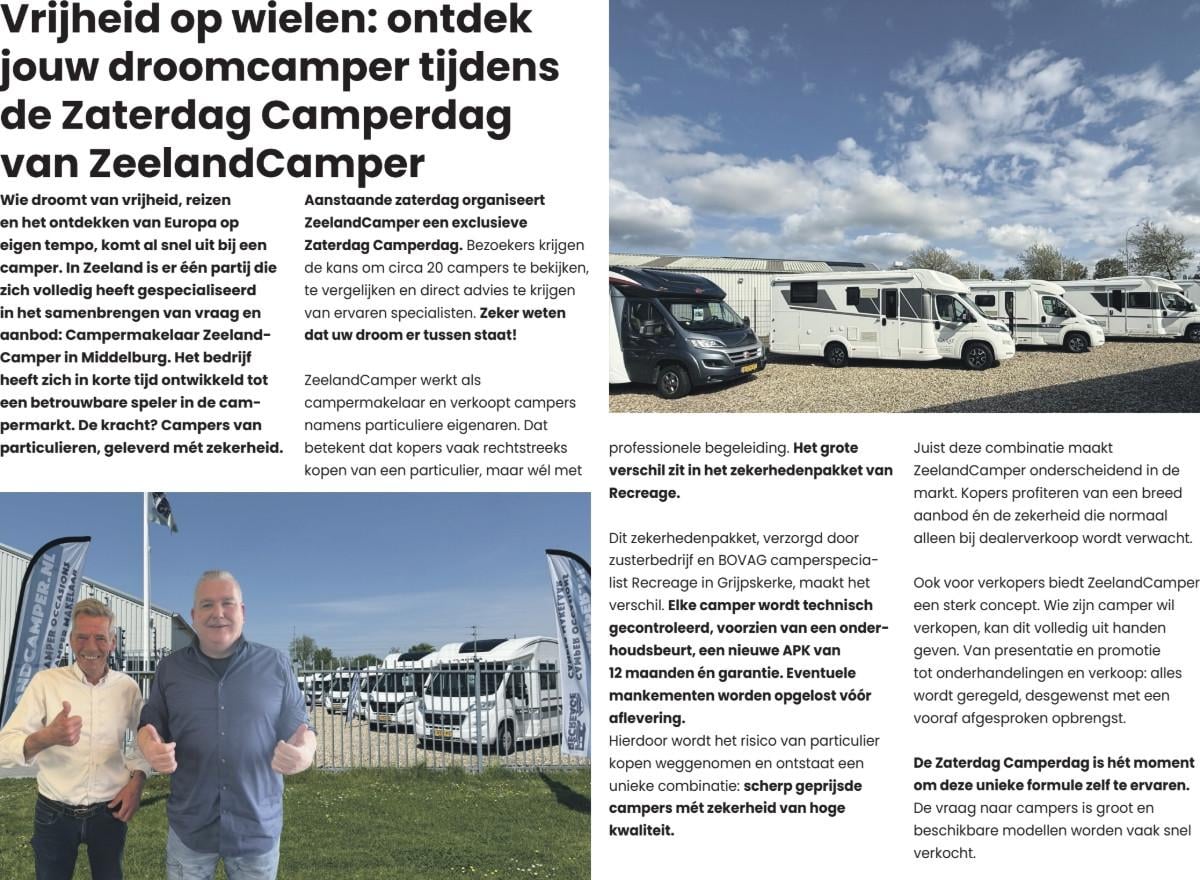 Zaterdag is camperdag bij ZeelandCamper Middelburg