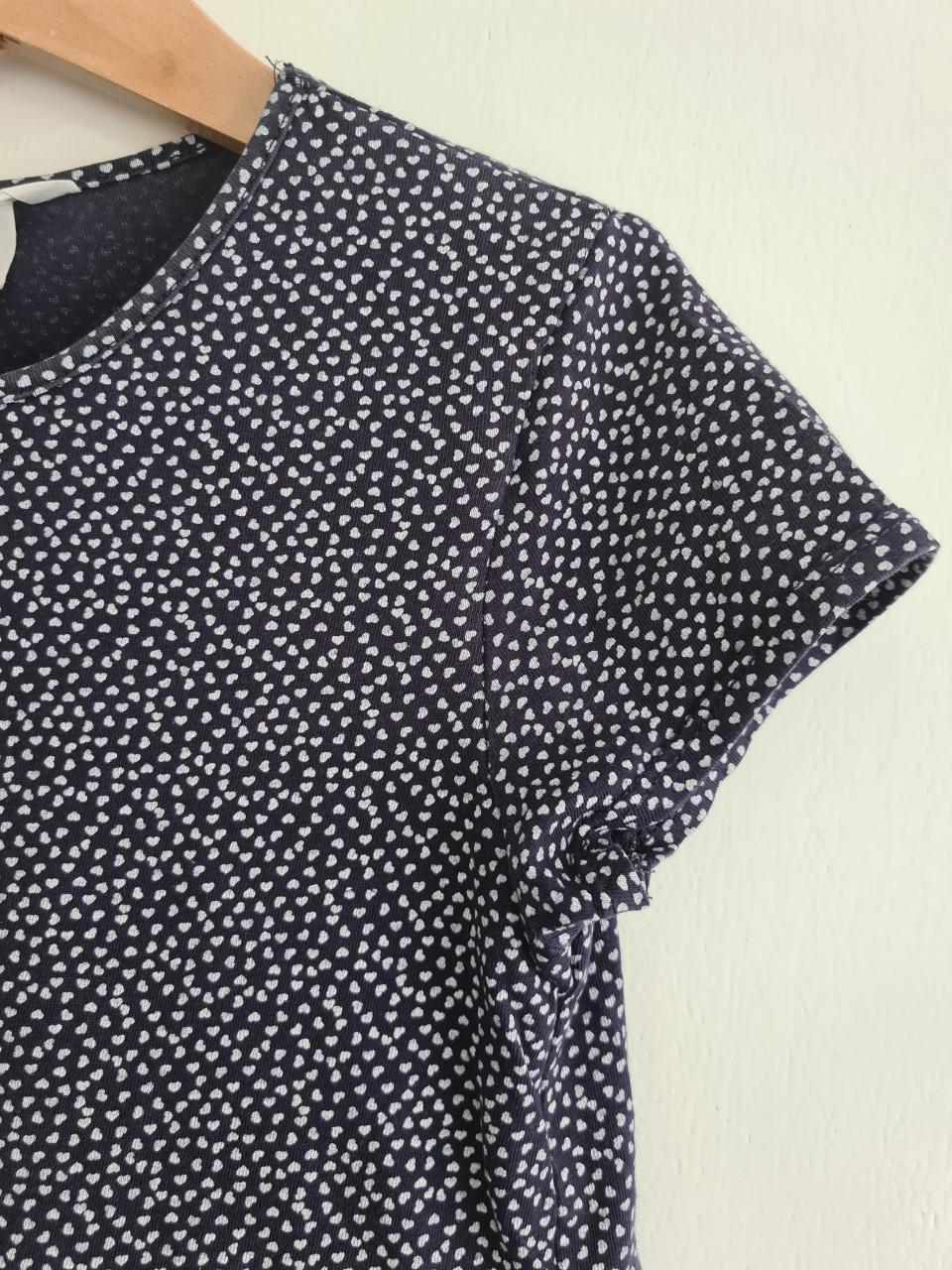Donkerblauw met witte stipjes jurkje van H&M  Maat 128