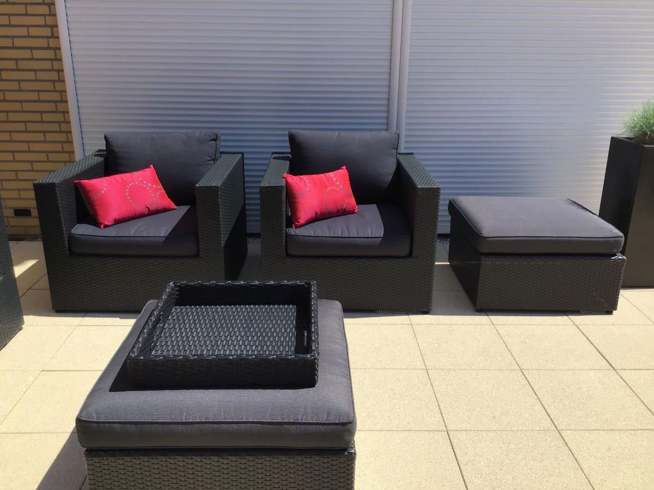 Lounge set 4 stoelen 2 hockers