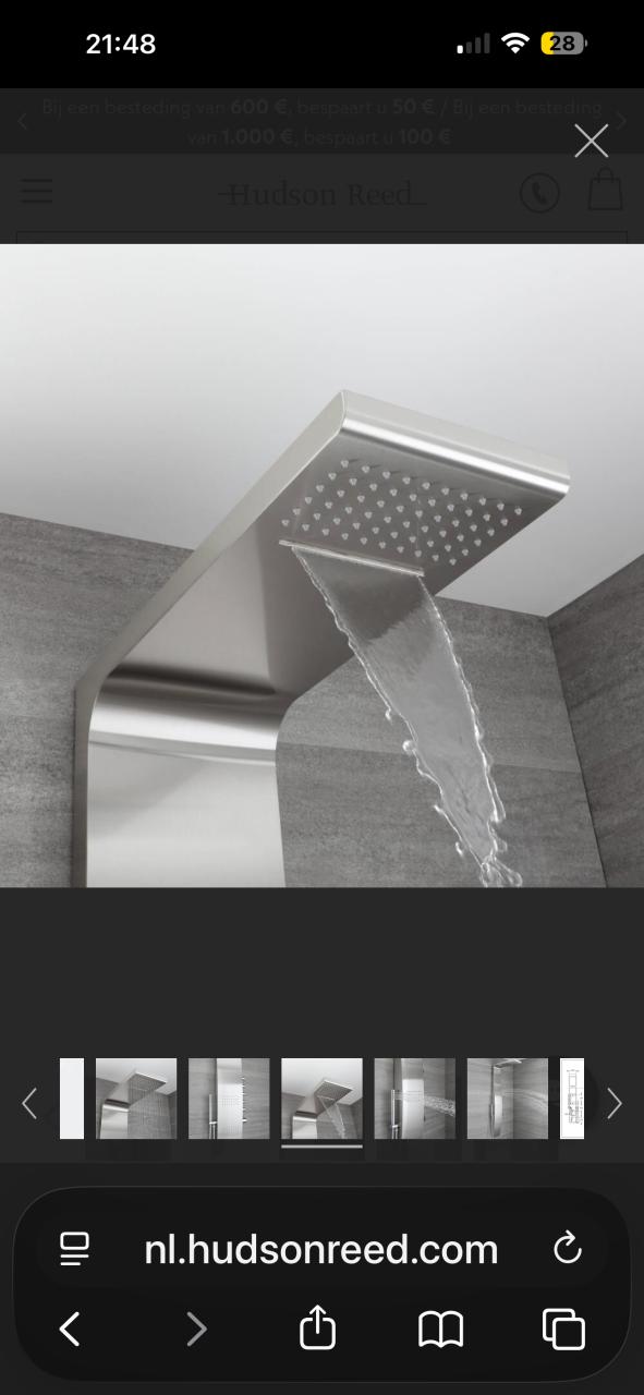 Hudson Reed douche paneel RVS