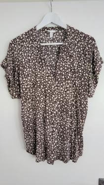 H&M viscose blouse top donkerbruin, mt 36