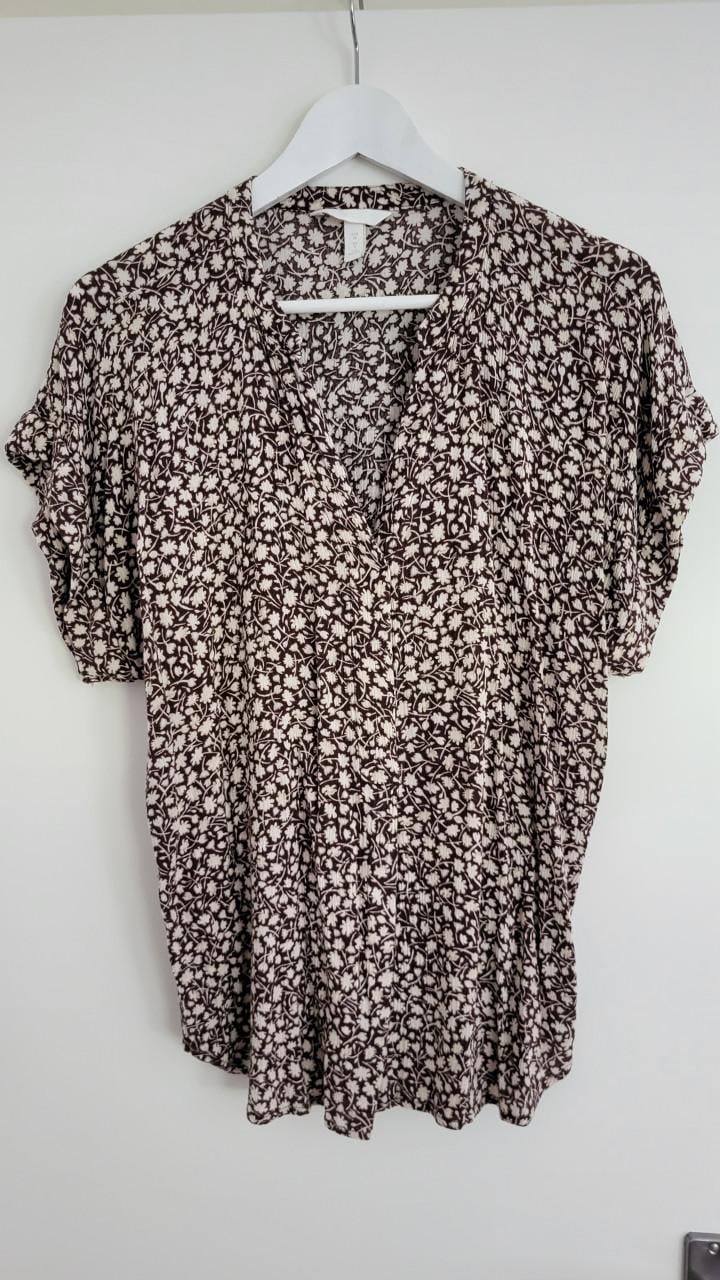 H&M viscose blouse top donkerbruin, mt 36