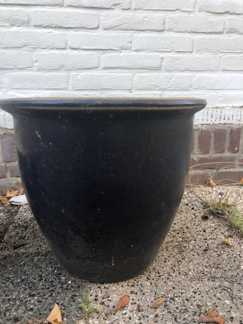 4 Bloempotten , geglazuurd , glanzend, blauw