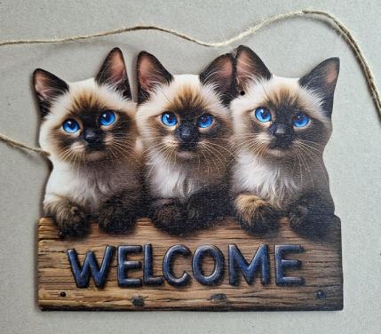 Poesjes Houten Decoratiebord   NIEUW