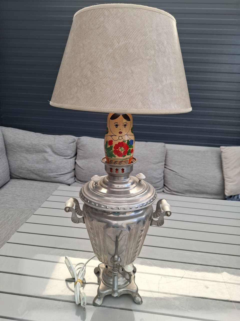 Russisch antiek Samovar (tafellamp Matroyhka)