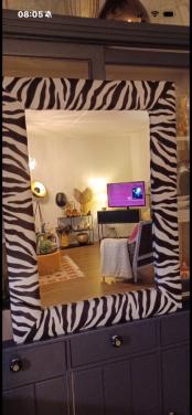 Grote spiegel in zebra-print omlijsting