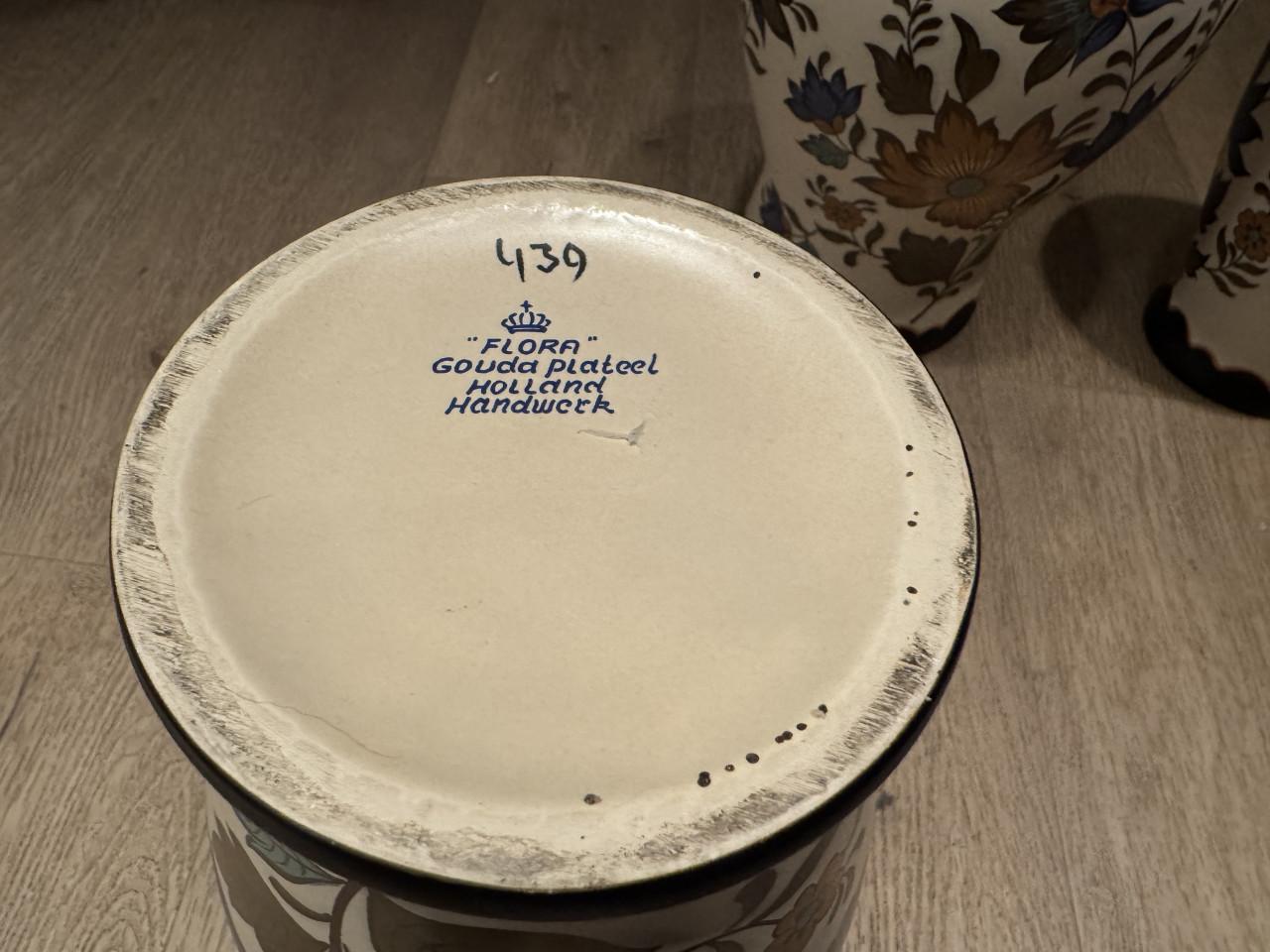 Set van 3 keramische vazen – Delft Holland Handwerk– Plateelbakkerij Flora