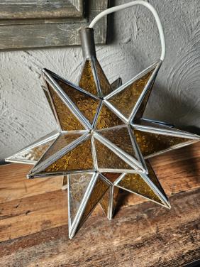 Vintage Stervormige Hanglamp - Glas in lood, nette staat