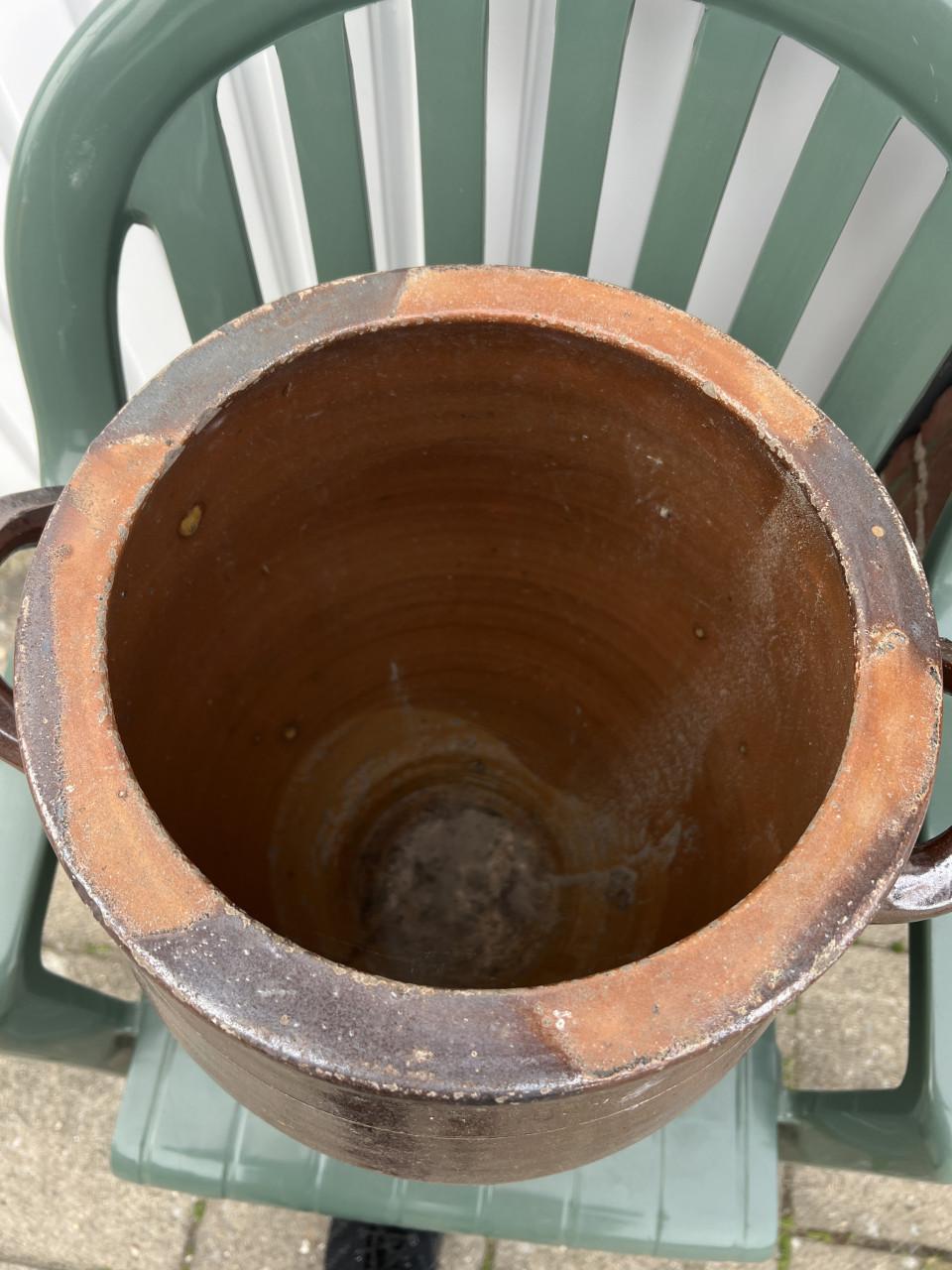 Antieke Franse confitpot steengoed 19e eeuw decoratief 50 cm