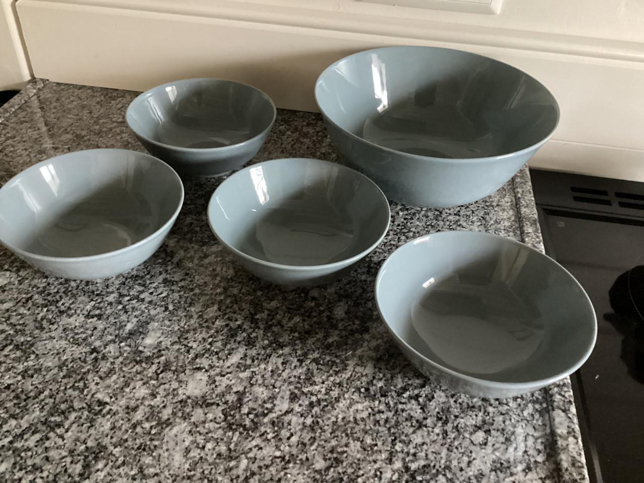 Villeroy & Boch VIVO 1 grote en 4 kleine schalen. NIEUW