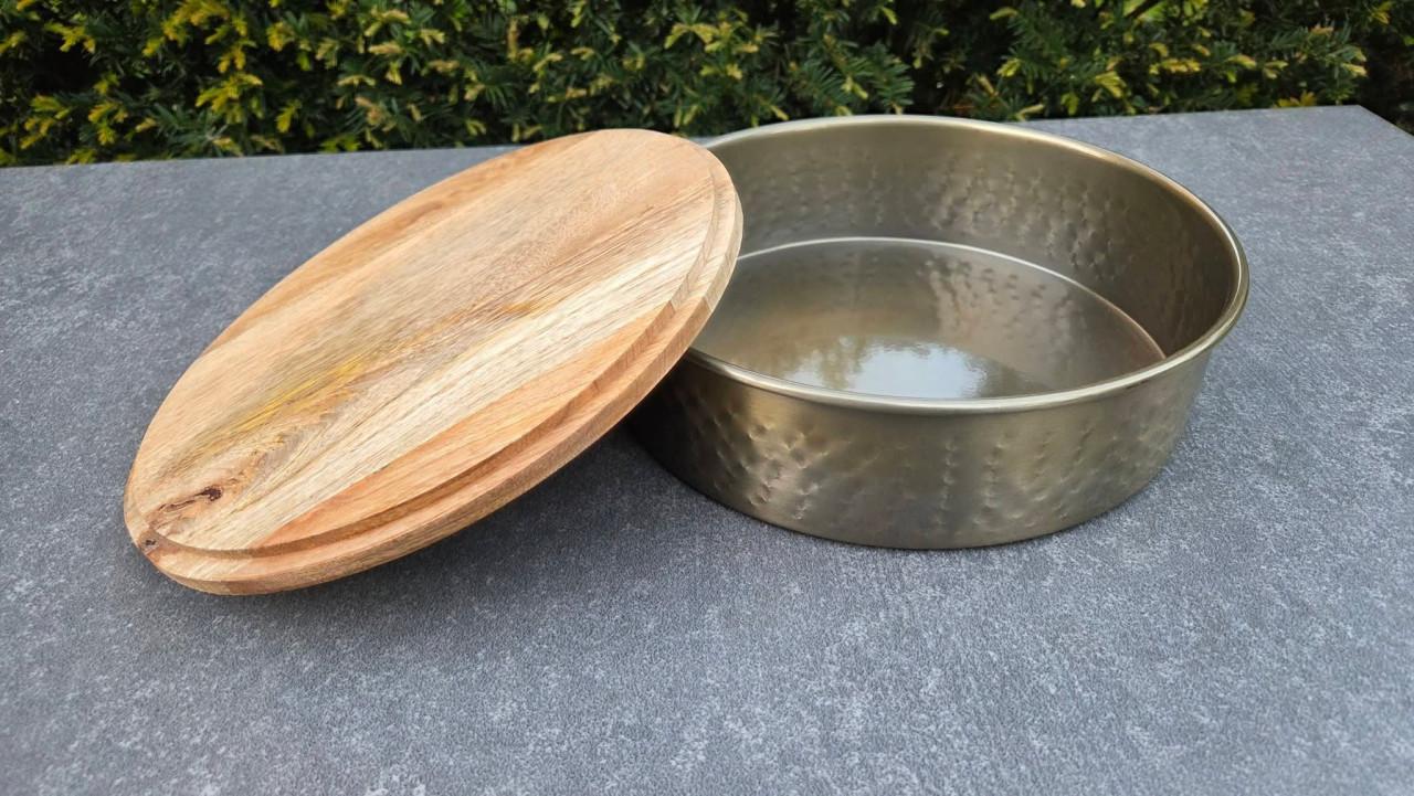 🌿 Nieuwe Metalen box met mango houten deksel.