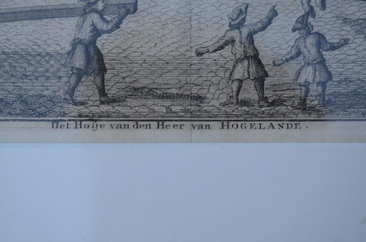 Ets/kopergravure Hofje van Hogelande Den Haag 18e eeuw