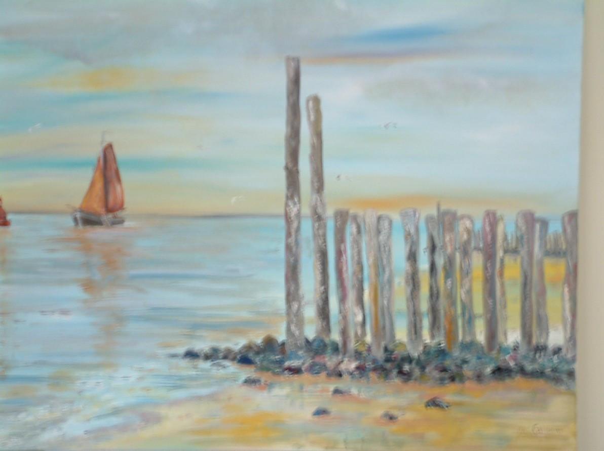 Strand  120 x 80 cm   zie schilderijen Jac Caljouw Arnemuiden