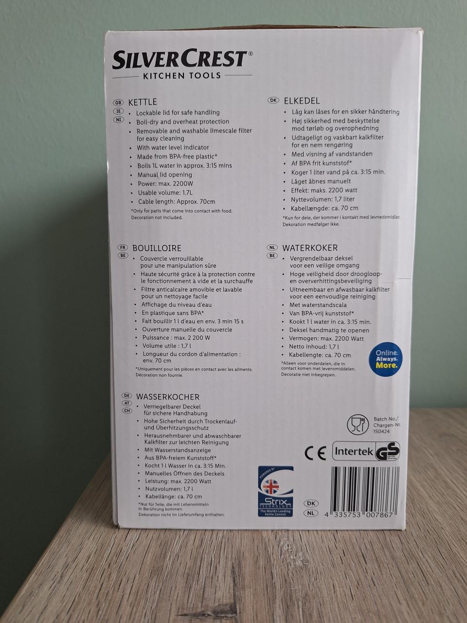 NIEUWE waterkoker SilverCrest zwart