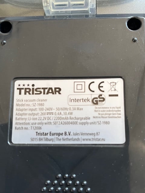 Steelstofzuiger Snoerloos. Tristar