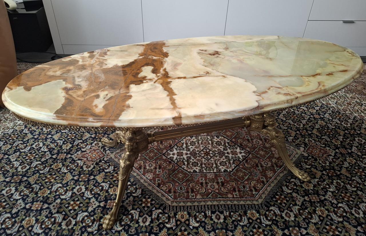 Salontafel marmer/messing