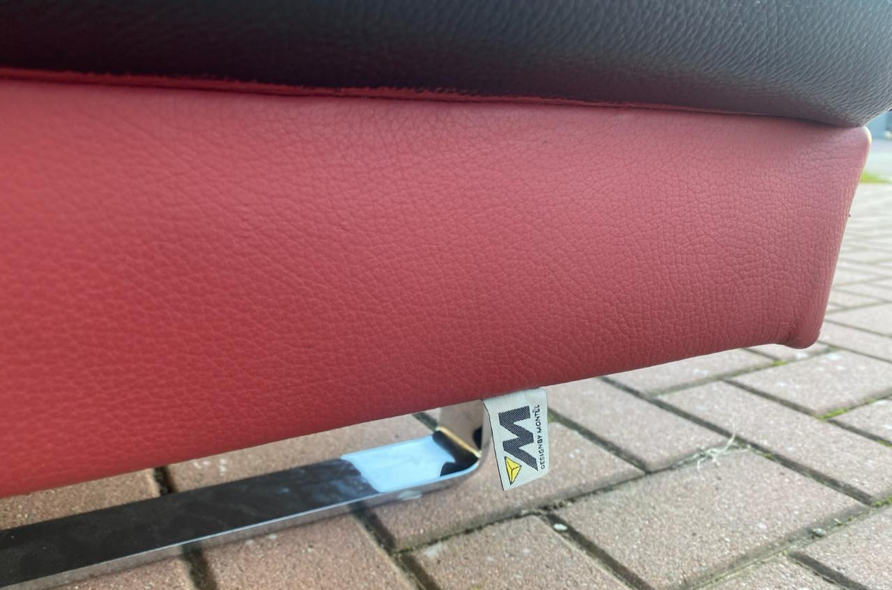 GRATIS LEVERING HEEL NL Montel Hoekbank Van Echt Leer in Rood en Zwart