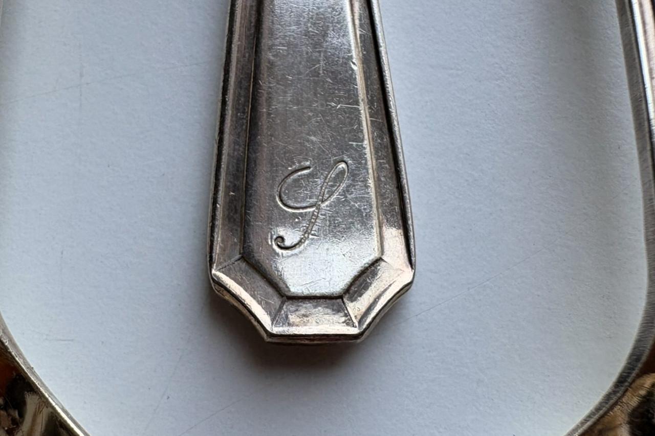 6 lepels - 3 vismessen - 3 visvorken - verzilverd