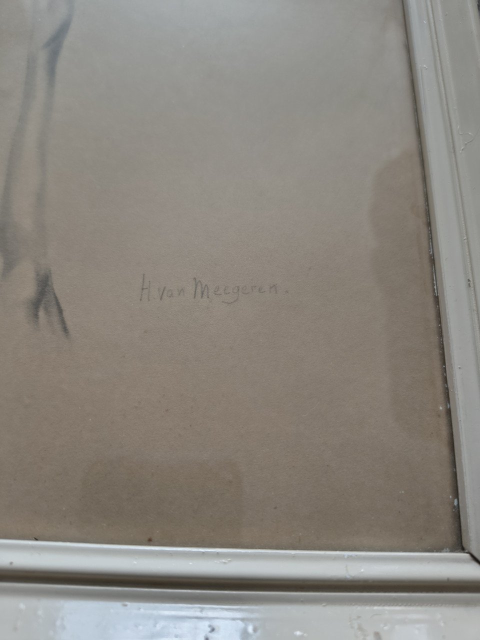 H. van Meegeren - hertje. Schets, welbekende schilderij hert
