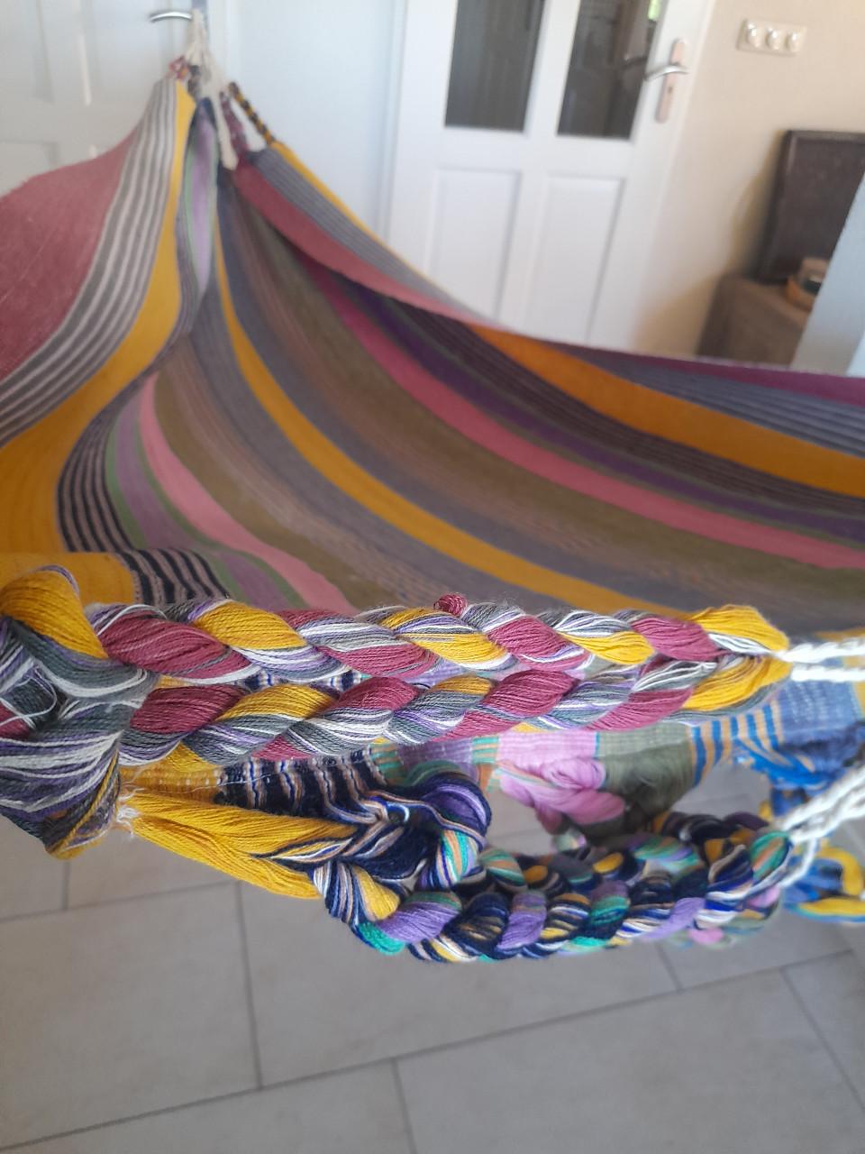 Hangmat ( NIEUW)  Stof is 125 x 2 meter met touw lengte 3 meter