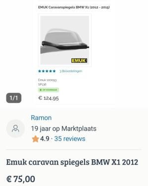 Emuk caravan spiegels BMX X1