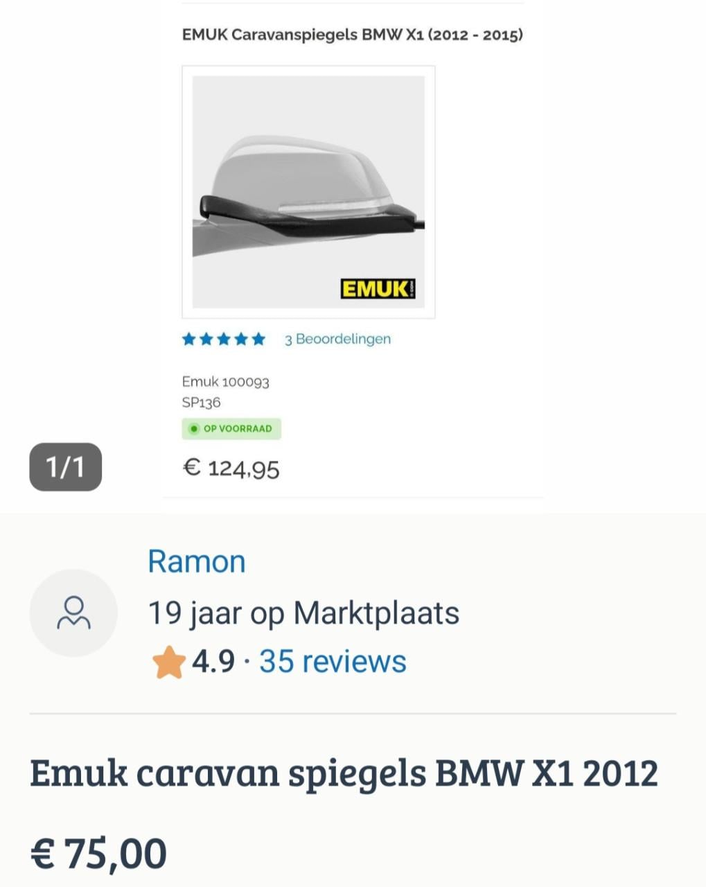 Emuk caravan spiegels BMX X1