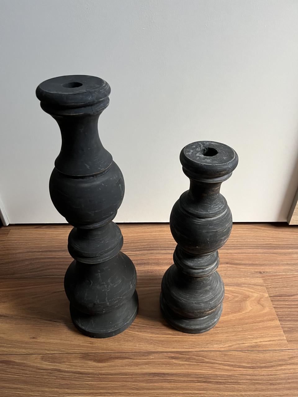 Houten kandelaars (set van 2)